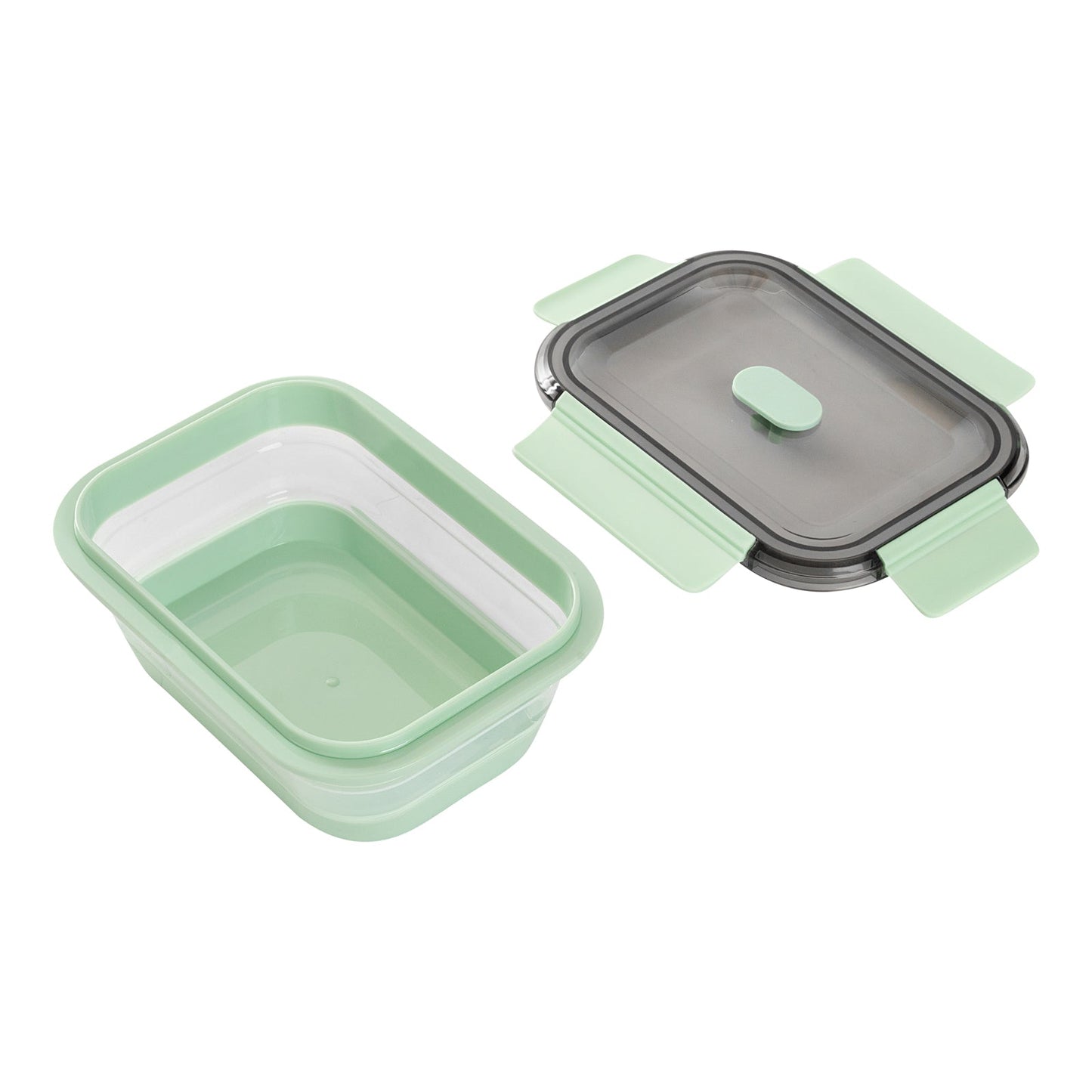 Fresh Hero 27 oz Green Plastic Airtight Food Storage Container - with Vented Lid, Collapsible - 7 1/4" x 5 1/2" x 2 3/4" - 1 count box
