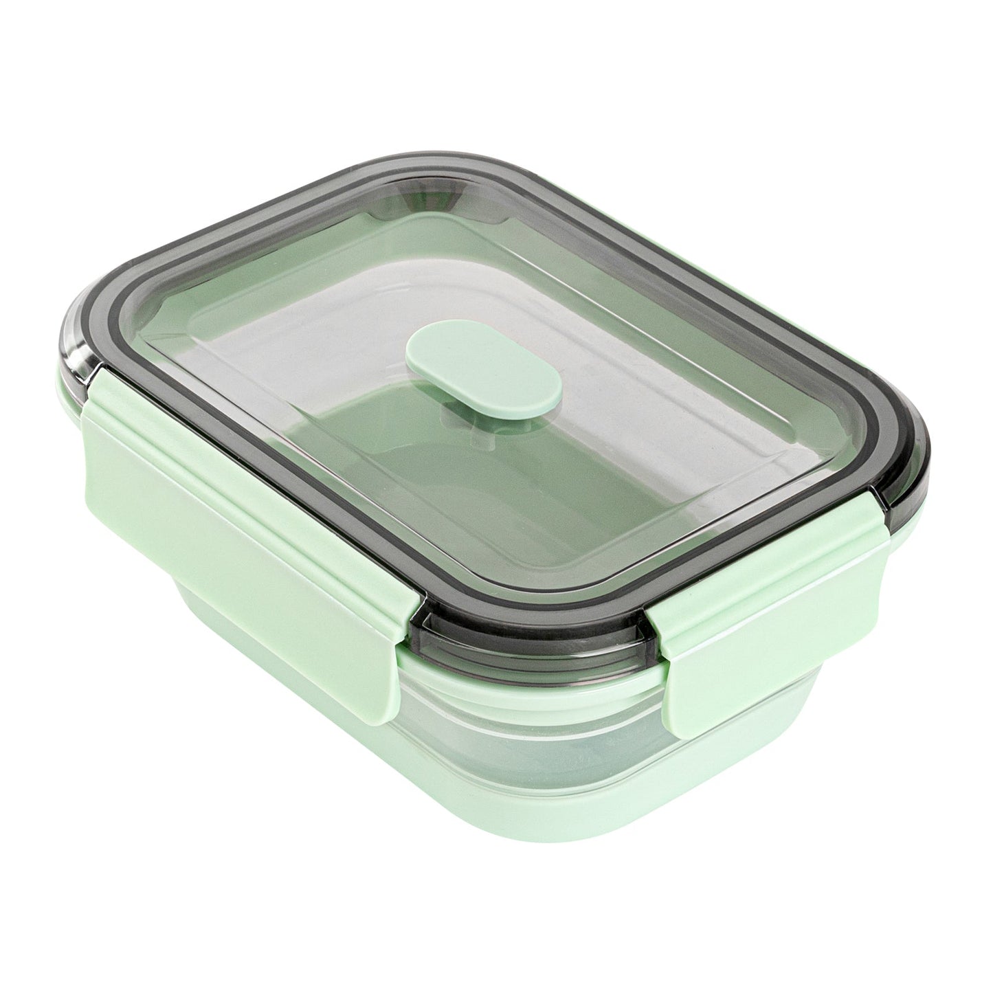 Fresh Hero 27 oz Green Plastic Airtight Food Storage Container - with Vented Lid, Collapsible - 7 1/4" x 5 1/2" x 2 3/4" - 20 count box