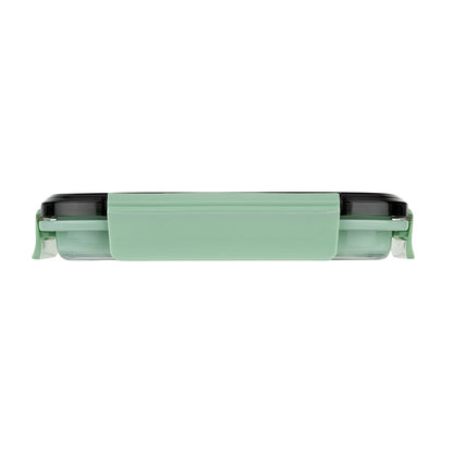 Fresh Hero 27 oz Green Plastic Airtight Food Storage Container - with Vented Lid, Collapsible - 7 1/4" x 5 1/2" x 2 3/4" - 20 count box