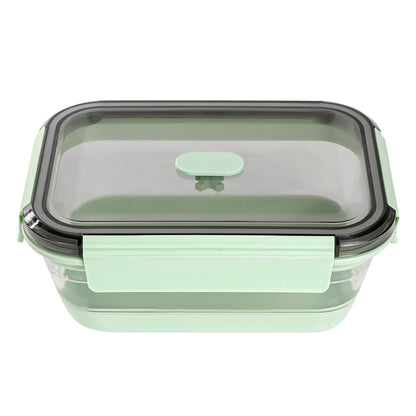 Fresh Hero 40 oz Green Plastic Airtight Food Storage Container - with Vented Lid, Collapsible - 8 1/4" x 6" x 3" - 1 count box