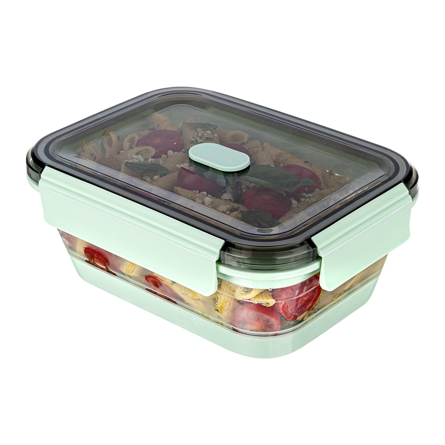 Fresh Hero 40 oz Green Plastic Airtight Food Storage Container - with Vented Lid, Collapsible - 8 1/4" x 6" x 3" - 1 count box