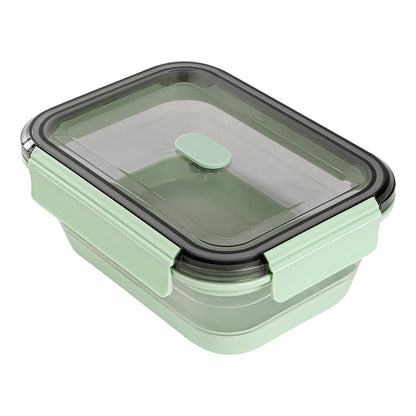 Fresh Hero 40 oz Green Plastic Airtight Food Storage Container - with Vented Lid, Collapsible - 8 1/4" x 6" x 3" - 1 count box
