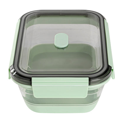 Fresh Hero 40 oz Green Plastic Airtight Food Storage Container - with Vented Lid, Collapsible - 8 1/4" x 6" x 3" - 1 count box