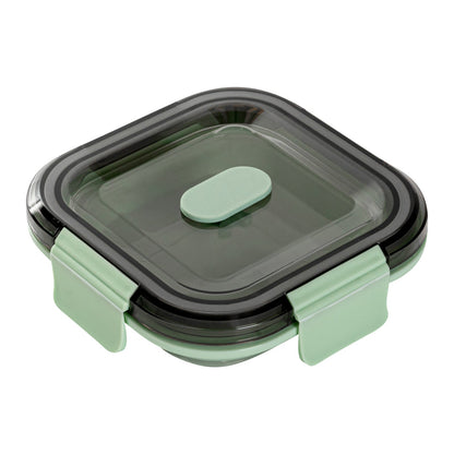 Fresh Hero 17 oz Green Plastic Airtight Food Storage Container - with Vented Lid, Collapsible - 5 1/2" x 5 1/2" x 2 3/4" - 20 count box