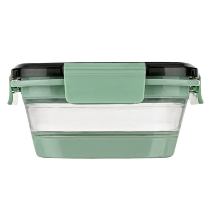 Fresh Hero 24 oz Green Plastic Airtight Food Storage Container - with Vented Lid, Collapsible - 6" x 6" x 2 3/4" - 1 count box