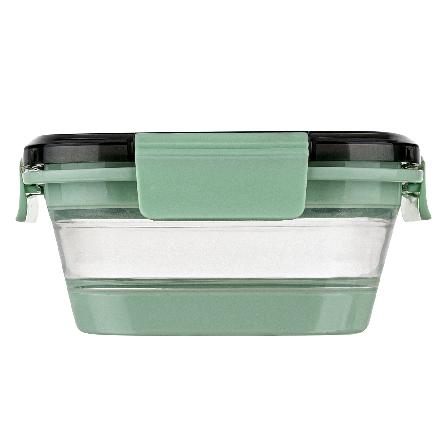 Fresh Hero 24 oz Green Plastic Airtight Food Storage Container - with Vented Lid, Collapsible - 6" x 6" x 2 3/4" - 20 count box