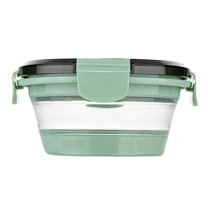 Fresh Hero 14 oz Green Plastic Airtight Food Storage Container - with Vented Lid, Collapsible - 5 1/2" x 5 1/2" x 2 3/4" - 1 count box