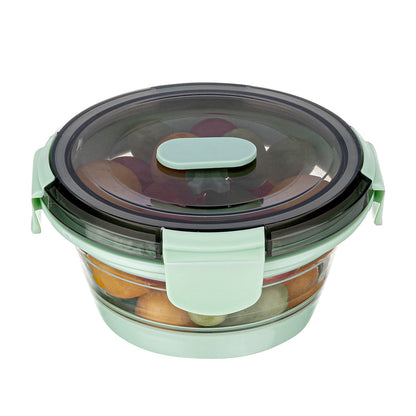 Fresh Hero 14 oz Green Plastic Airtight Food Storage Container - with Vented Lid, Collapsible - 5 1/2" x 5 1/2" x 2 3/4" - 20 count box