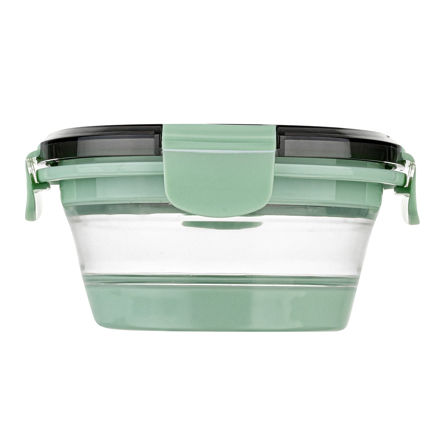 Fresh Hero 14 oz Green Plastic Airtight Food Storage Container - with Vented Lid, Collapsible - 5 1/2" x 5 1/2" x 2 3/4" - 20 count box