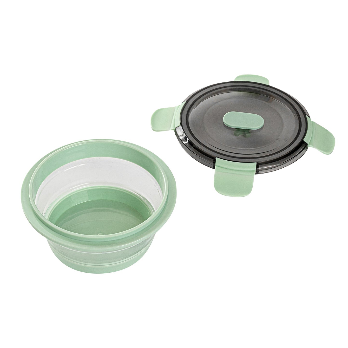 Fresh Hero 14 oz Green Plastic Airtight Food Storage Container - with Vented Lid, Collapsible - 5 1/2" x 5 1/2" x 2 3/4" - 20 count box