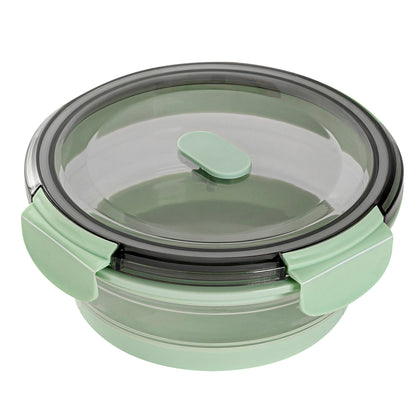 Fresh Hero 27 oz Green Plastic Airtight Food Storage Container - with Vented Lid, Collapsible - 6 3/4" x 6 3/4" x 2 3/4" - 1 count box