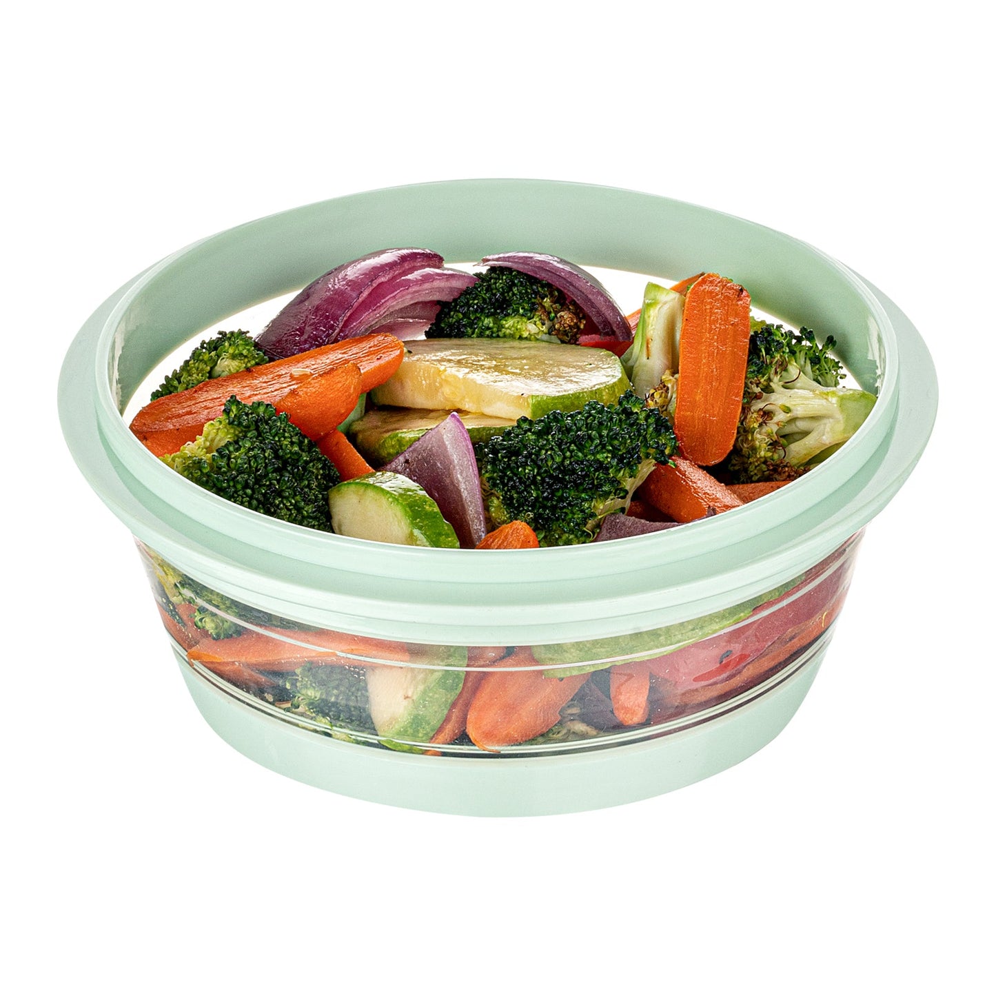 Fresh Hero 27 oz Green Plastic Airtight Food Storage Container - with Vented Lid, Collapsible - 6 3/4" x 6 3/4" x 2 3/4" - 1 count box