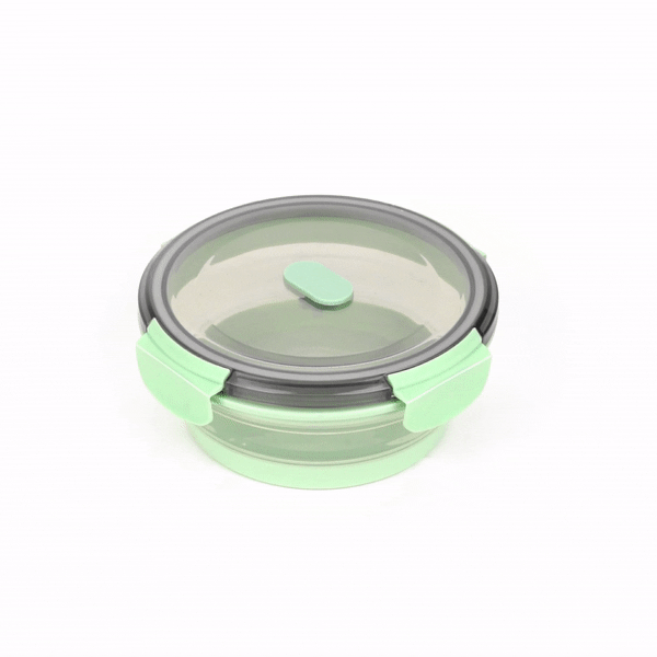 Fresh Hero 27 oz Green Plastic Airtight Food Storage Container - with Vented Lid, Collapsible - 6 3/4" x 6 3/4" x 2 3/4" - 1 count box