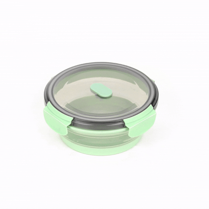 Fresh Hero 27 oz Green Plastic Airtight Food Storage Container - with Vented Lid, Collapsible - 6 3/4" x 6 3/4" x 2 3/4" - 1 count box
