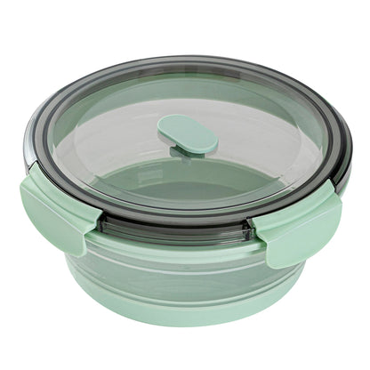 Fresh Hero 34 oz Green Plastic Airtight Food Storage Container - with Vented Lid, Collapsible - 7 1/4" x 7 1/4" x 3" - 1 count box