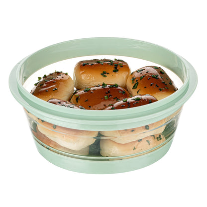 Fresh Hero 34 oz Green Plastic Airtight Food Storage Container - with Vented Lid, Collapsible - 7 1/4" x 7 1/4" x 3" - 1 count box
