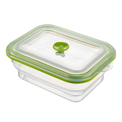 Fresh Hero 32 oz Green Silicone Airtight Food Storage Container - with Vented Lid, Collapsible - 7 3/4" x 5 1/2" x 2 3/4" - 1 count box