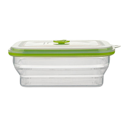 Fresh Hero 32 oz Green Silicone Airtight Food Storage Container - with Vented Lid, Collapsible - 7 3/4" x 5 1/2" x 2 3/4" - 20 count box