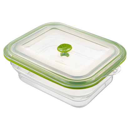 Fresh Hero 51 oz Green Silicone Airtight Food Storage Container - with Vented Lid, Collapsible - 9 1/4" x 7" x 3" - 1 count box