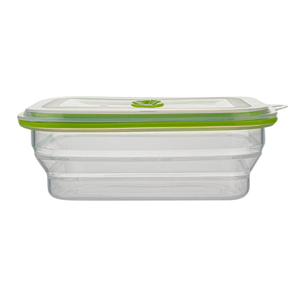 Fresh Hero 51 oz Green Silicone Airtight Food Storage Container - with Vented Lid, Collapsible - 9 1/4" x 7" x 3" - 1 count box
