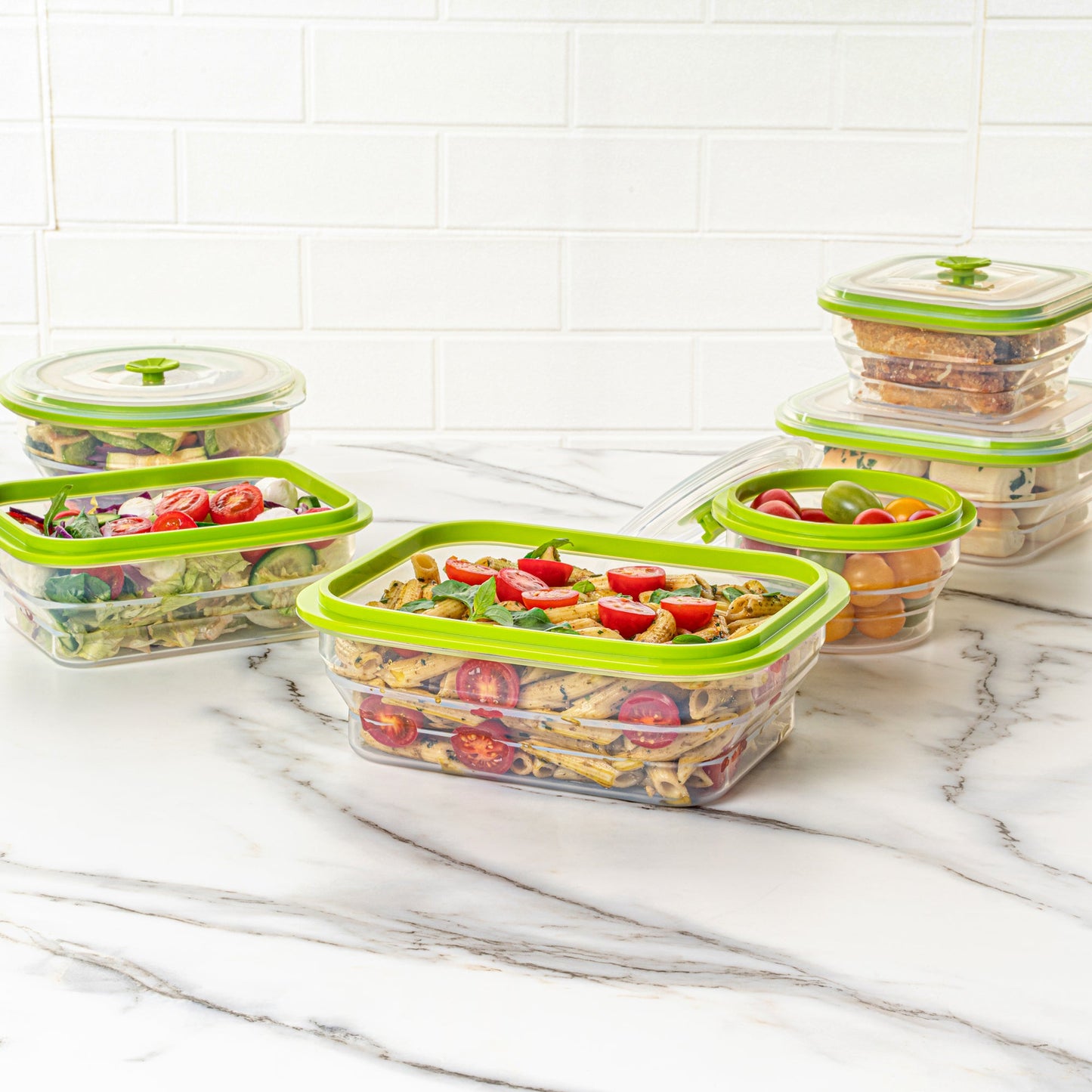 Fresh Hero 51 oz Green Silicone Airtight Food Storage Container - with Vented Lid, Collapsible - 9 1/4" x 7" x 3" - 1 count box