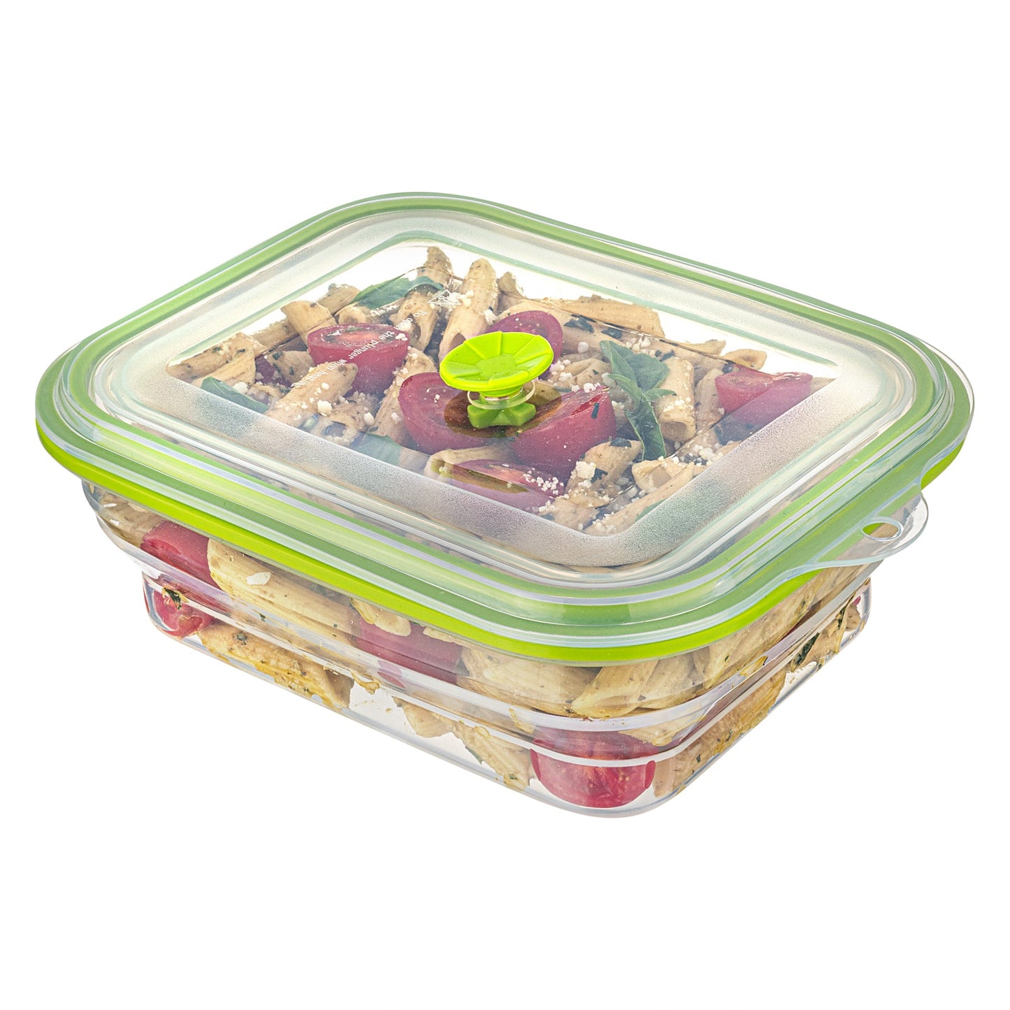 Fresh Hero 51 oz Green Silicone Airtight Food Storage Container - with Vented Lid, Collapsible - 9 1/4" x 7" x 3" - 20 count box
