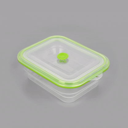 Fresh Hero 51 oz Green Silicone Airtight Food Storage Container - with Vented Lid, Collapsible - 9 1/4" x 7" x 3" - 20 count box