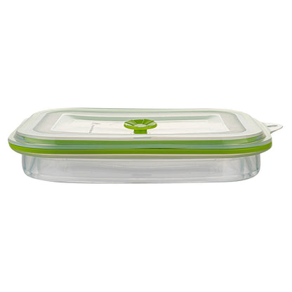 Fresh Hero 51 oz Green Silicone Airtight Food Storage Container - with Vented Lid, Collapsible - 9 1/4" x 7" x 3" - 20 count box