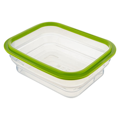Fresh Hero 51 oz Green Silicone Airtight Food Storage Container - with Vented Lid, Collapsible - 9 1/4" x 7" x 3" - 20 count box