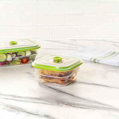 Fresh Hero 16 oz Green Silicone Airtight Food Storage Container - with Vented Lid, Collapsible - 5 1/4" x 5 1/4" x 2 3/4" - 1 count box