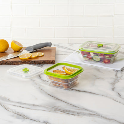 Fresh Hero 16 oz Green Silicone Airtight Food Storage Container - with Vented Lid, Collapsible - 5 1/4" x 5 1/4" x 2 3/4" - 1 count box