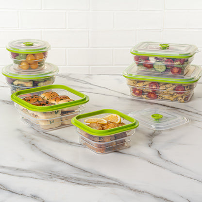 Fresh Hero 16 oz Green Silicone Airtight Food Storage Container - with Vented Lid, Collapsible - 5 1/4" x 5 1/4" x 2 3/4" - 1 count box