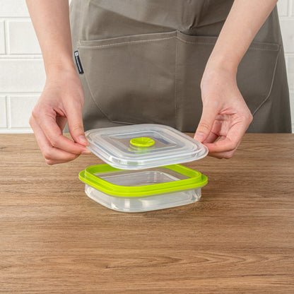 Fresh Hero 16 oz Green Silicone Airtight Food Storage Container - with Vented Lid, Collapsible - 5 1/4" x 5 1/4" x 2 3/4" - 20 count box