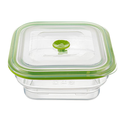 Fresh Hero 37 oz Green Silicone Airtight Food Storage Container - with Vented Lid, Collapsible - 7" x 7" x 3" - 20 count box