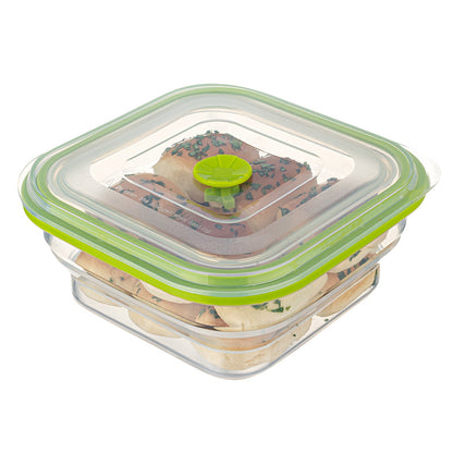 Fresh Hero 37 oz Green Silicone Airtight Food Storage Container - with Vented Lid, Collapsible - 7" x 7" x 3" - 20 count box