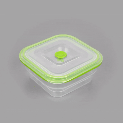 Fresh Hero 37 oz Green Silicone Airtight Food Storage Container - with Vented Lid, Collapsible - 7" x 7" x 3" - 20 count box