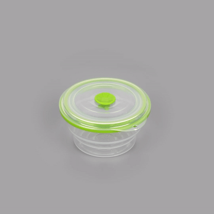 Fresh Hero 16 oz Green Silicone Airtight Food Storage Container - with Vented Lid, Collapsible - 5 3/4" x 5 3/4" x 2 3/4" - 1 count box
