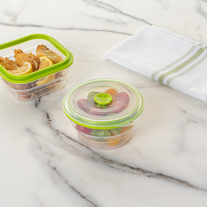 Fresh Hero 16 oz Green Silicone Airtight Food Storage Container - with Vented Lid, Collapsible - 5 3/4" x 5 3/4" x 2 3/4" - 1 count box