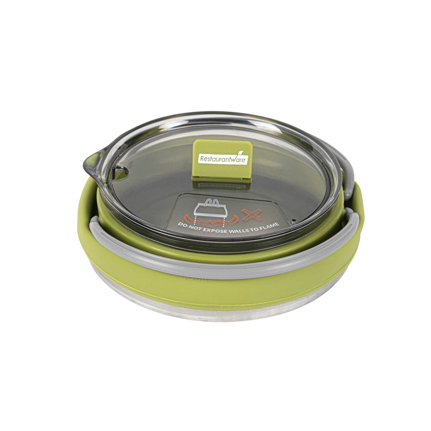 Hi Tek 1L Green Silicone Collapsible Kettle - with Lid - 6" x 6" x 4 1/4" - 1 count box