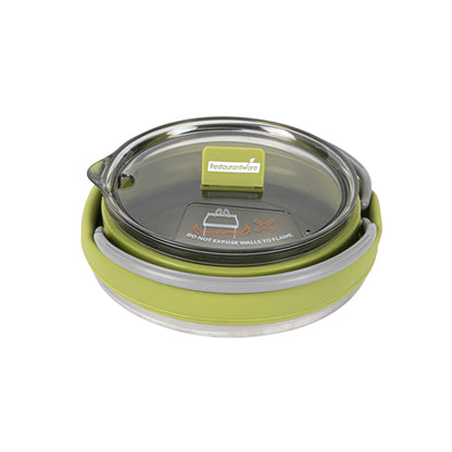 Hi Tek 1L Green Silicone Collapsible Kettle - with Lid - 6" x 6" x 4 1/4" - 1 count box