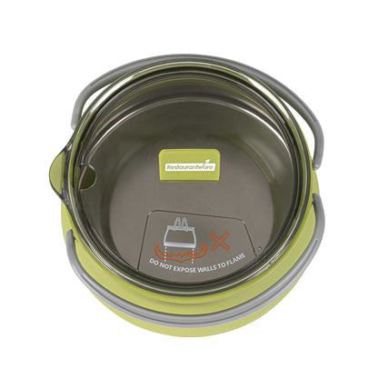 Hi Tek 1L Green Silicone Collapsible Kettle - with Lid - 6" x 6" x 4 1/4" - 1 count box