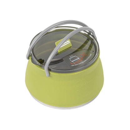 Hi Tek 1L Green Silicone Collapsible Kettle - with Lid - 6" x 6" x 4 1/4" - 1 count box