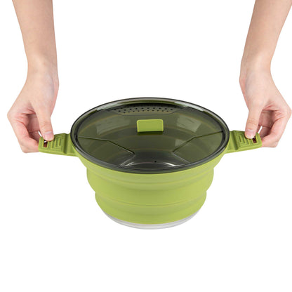 Hi Tek 2.5L Green Silicone Collapsible Pot - with Lid - 12 1/2" x 8 3/4" x 4 3/4" - 1 count box