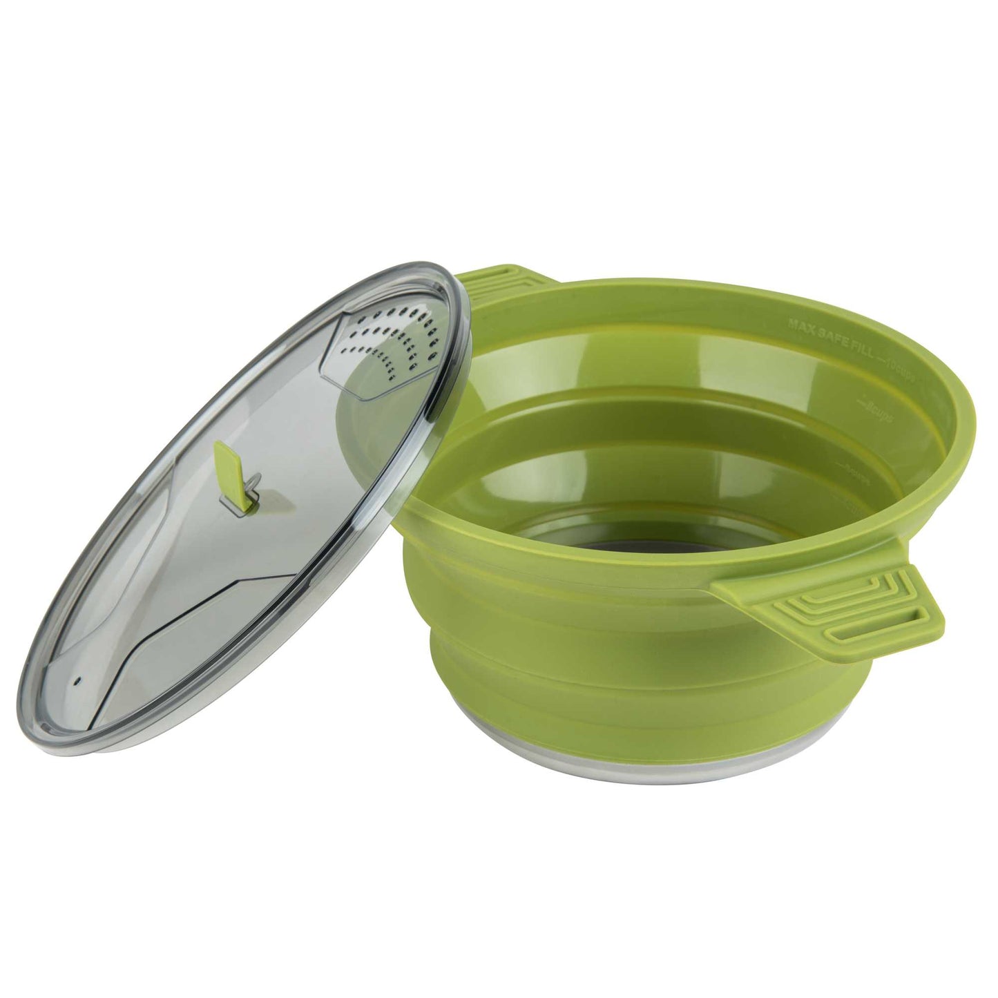 Hi Tek 2.5L Green Silicone Collapsible Pot - with Lid - 12 1/2" x 8 3/4" x 4 3/4" - 1 count box