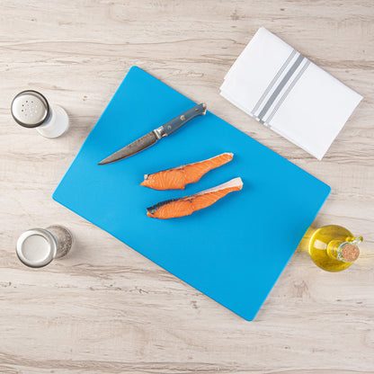 Chef 101 Blue Plastic Cutting Board - 18" x 12" - 1 count box