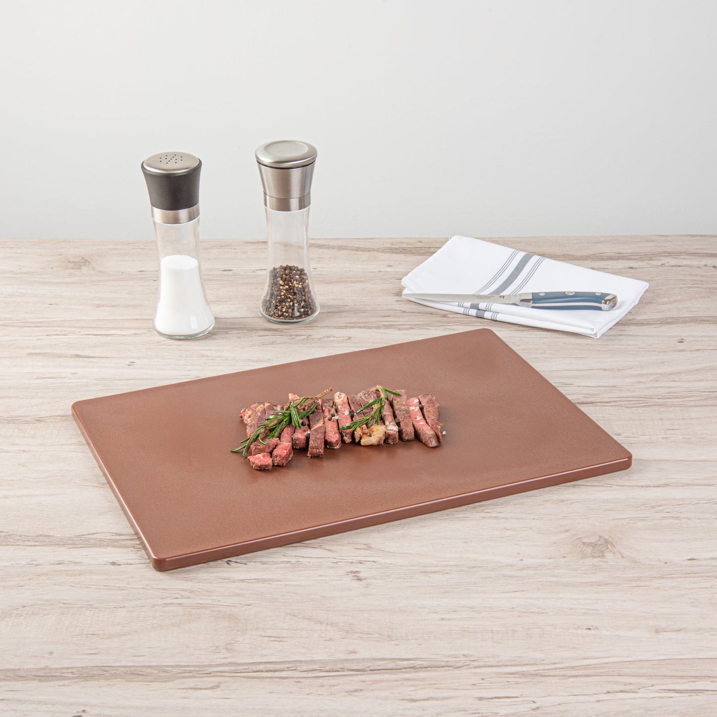 Chef 101 Brown Plastic Cutting Board - 18" x 12" - 10 count box