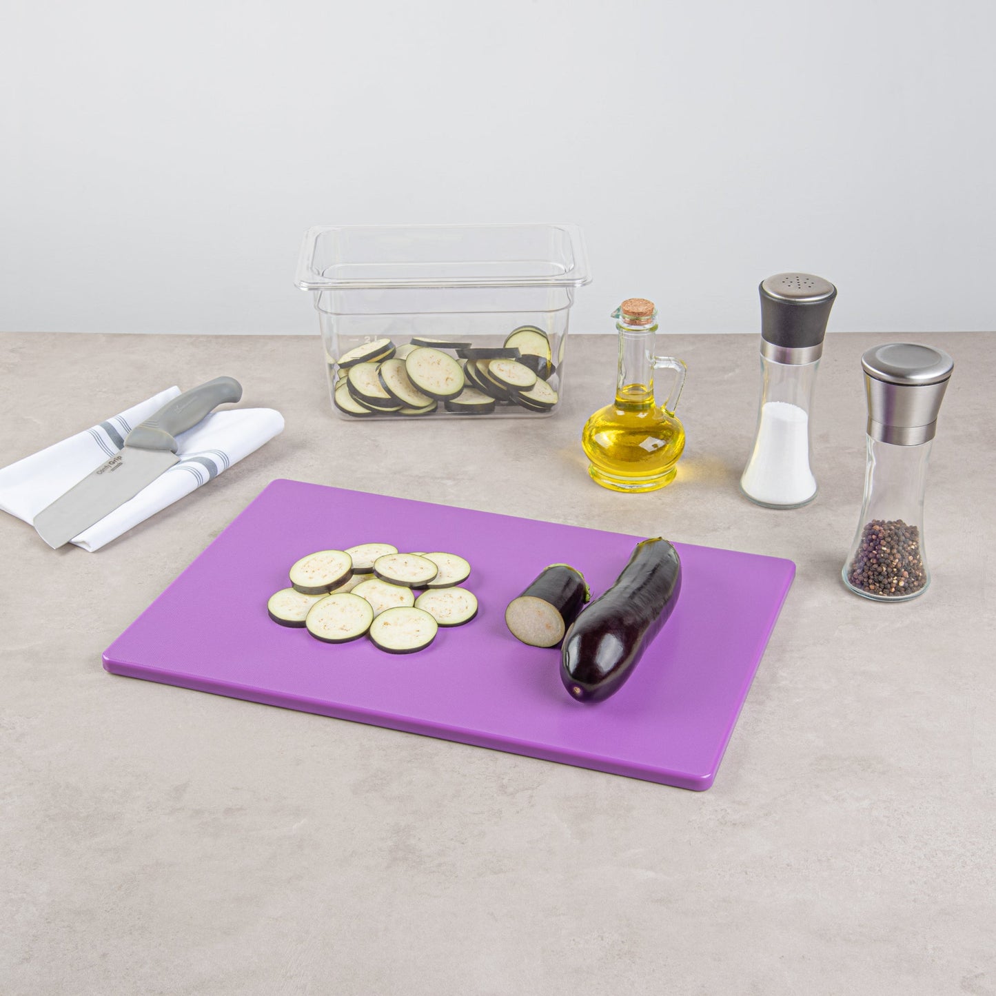 Chef 101 Purple Plastic Cutting Board - 18" x 12" - 10 count box