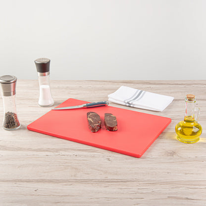 Chef 101 Red Plastic Cutting Board - 18" x 12" - 1 count box