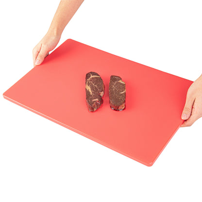 Chef 101 Red Plastic Cutting Board - 18" x 12" - 10 count box