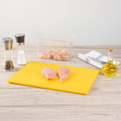 Chef 101 Yellow Plastic Cutting Board - 18" x 12" - 10 count box